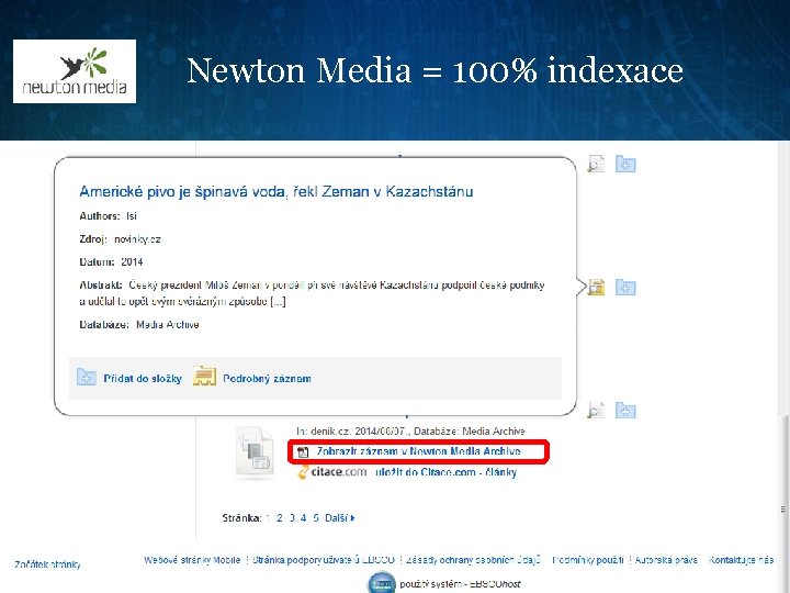 Newton Media = 100% indexace 