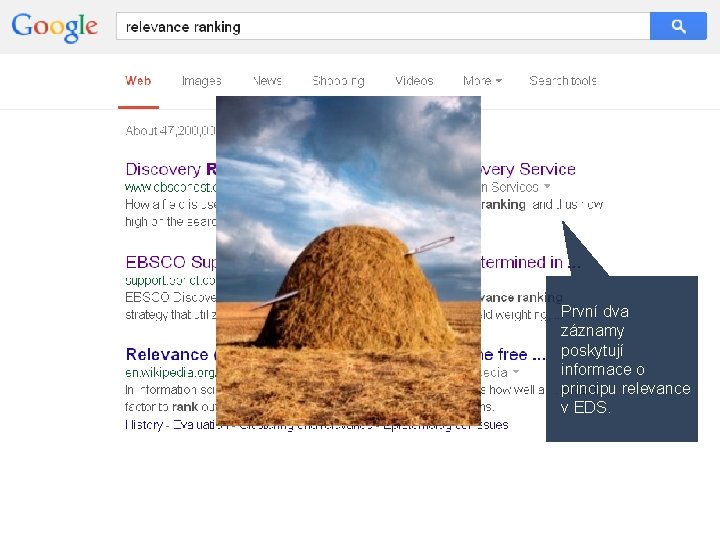 První dva záznamy poskytují informace o principu relevance v EDS. 