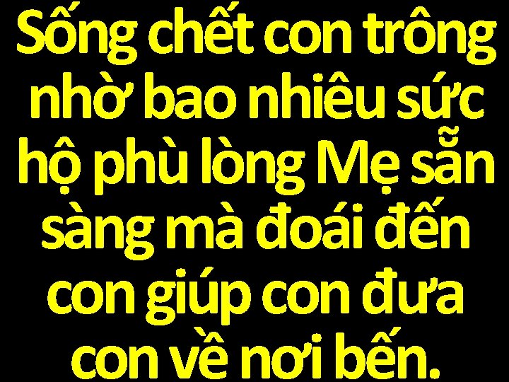 Sống chết con trông nhờ bao nhiêu sức hộ phù lòng Mẹ sẵn sàng