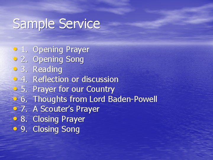 Sample Service • 1. • 2. • 3. • 4. • 5. • 6.