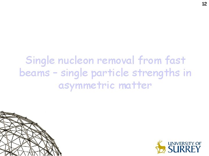 12 Single nucleon removal from fast beams – single particle strengths in asymmetric matter