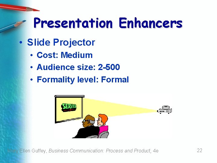 Presentation Enhancers • Slide Projector • Cost: Medium • Audience size: 2 -500 •