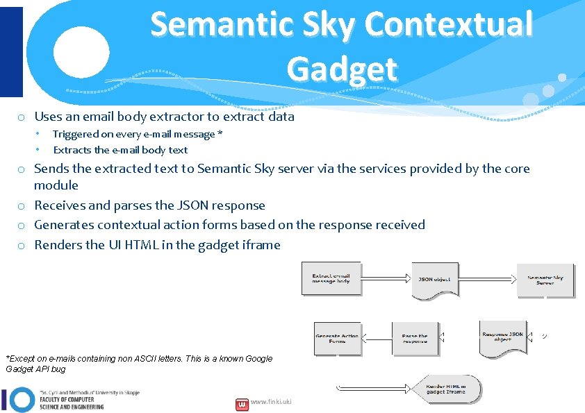 Semantic Sky Contextual Gadget o Uses an email body extractor to extract data •