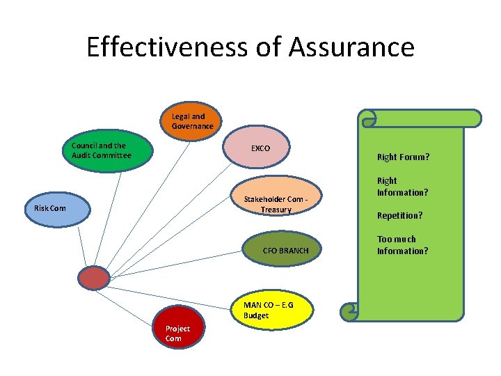 Effectiveness of Assurance Legal and Governance Council and the Audit Committee EXCO Stakeholder Com