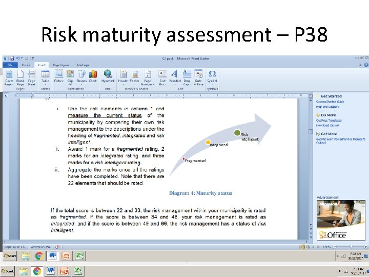 Risk maturity assessment – P 38 