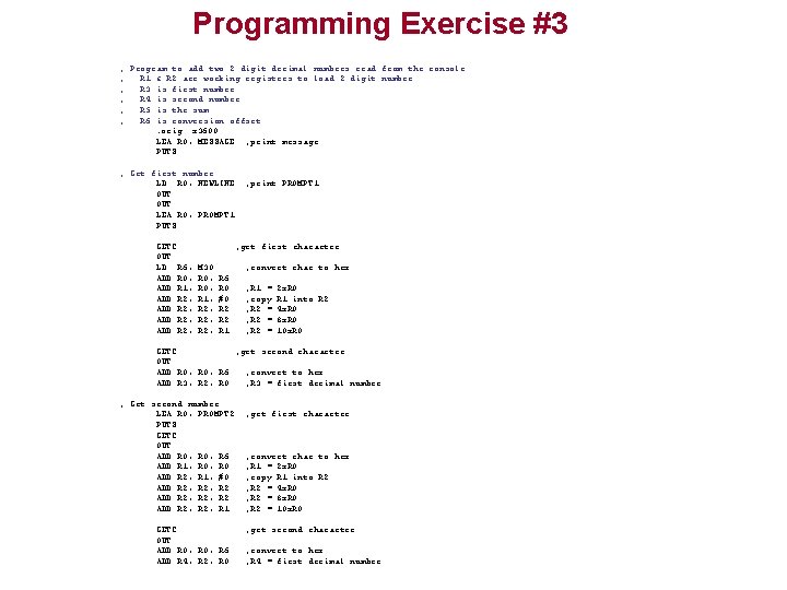 Programming Exercise #3 ; Program to add two 2 digit decimal numbers read from
