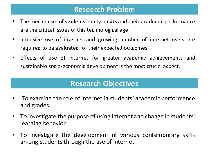 Research Problem • The mechanism of students’ study habits and their academic performance are