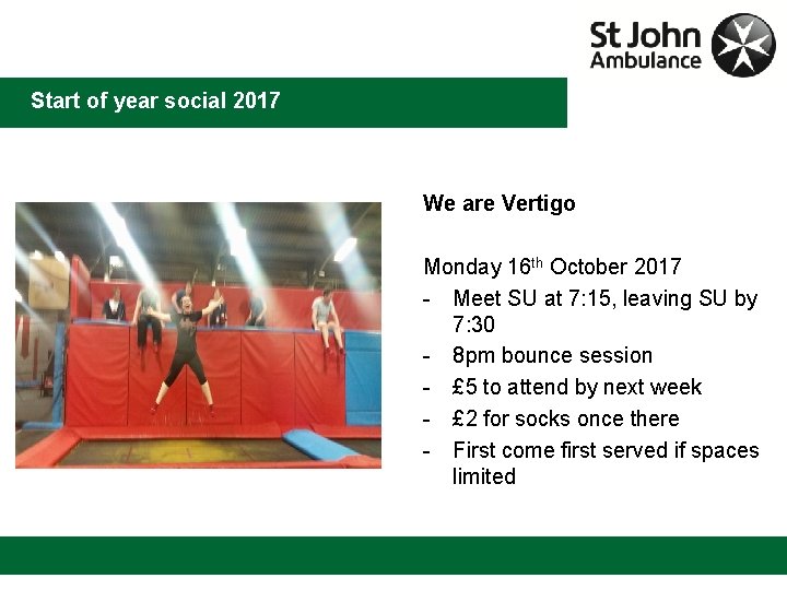 Start of year social 2017 We are Vertigo Monday 16 th October 2017 -