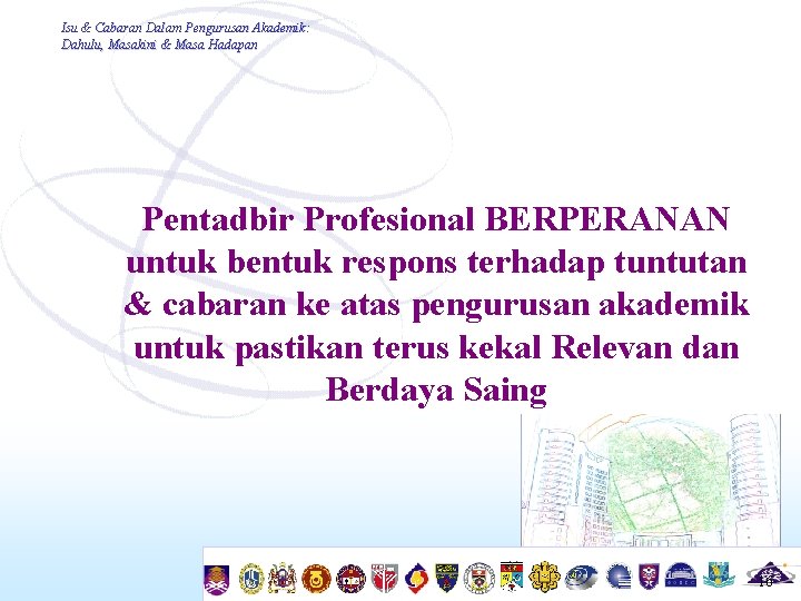 Isu & Cabaran Dalam Pengurusan Akademik: Dahulu, Masakini & Masa Hadapan Pentadbir Profesional BERPERANAN