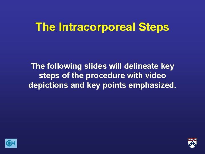 The Intracorporeal Steps The following slides will delineate key steps of the procedure with