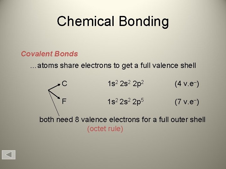 Chemical Bonding Covalent Bonds …atoms share electrons to get a full valence shell C