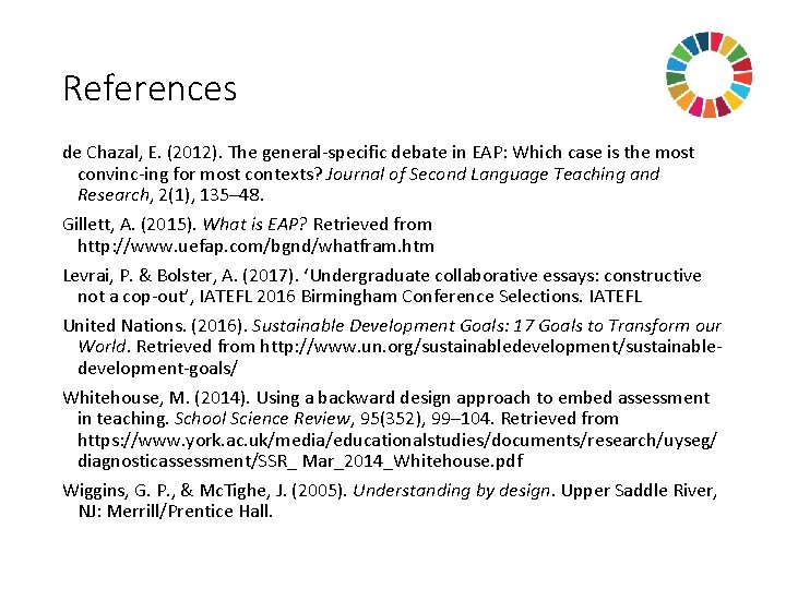 References de Chazal, E. (2012). The general-specific debate in EAP: Which case is the