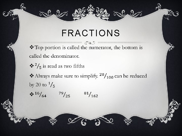 FRACTIONS v 