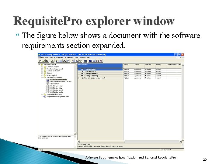Requisite. Pro explorer window The figure below shows a document with the software requirements