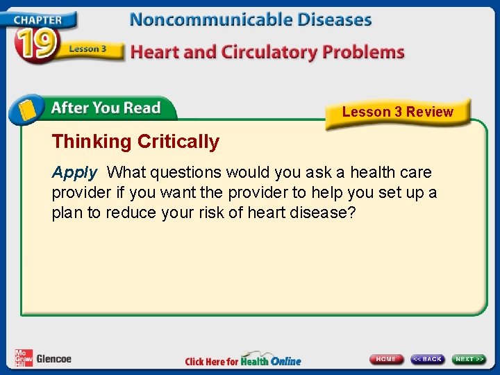 Lesson 3 Review Thinking Critically Apply What questions would you ask a health care