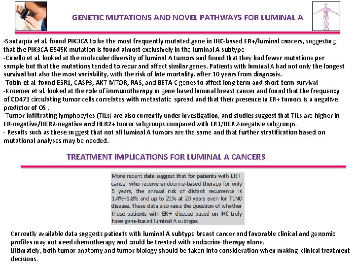 GENETIC MUTATIONS AND NOVEL PATHWAYS FOR LUMINAL A -Santarpia et al. found PIK 3