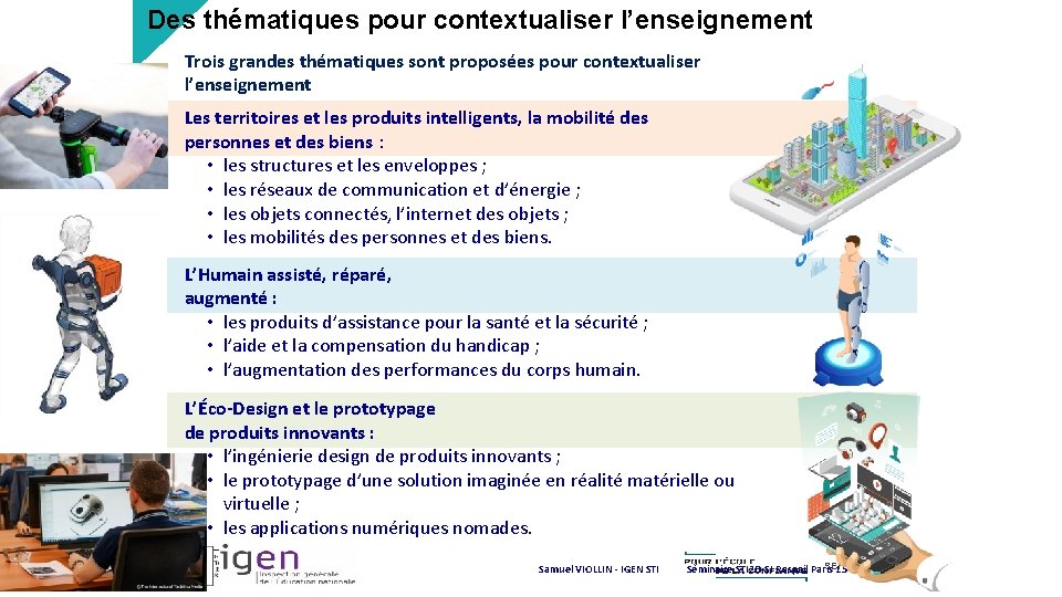 Des thématiques pour contextualiser l’enseignement Trois grandes thématiques sont proposées pour contextualiser l’enseignement Les