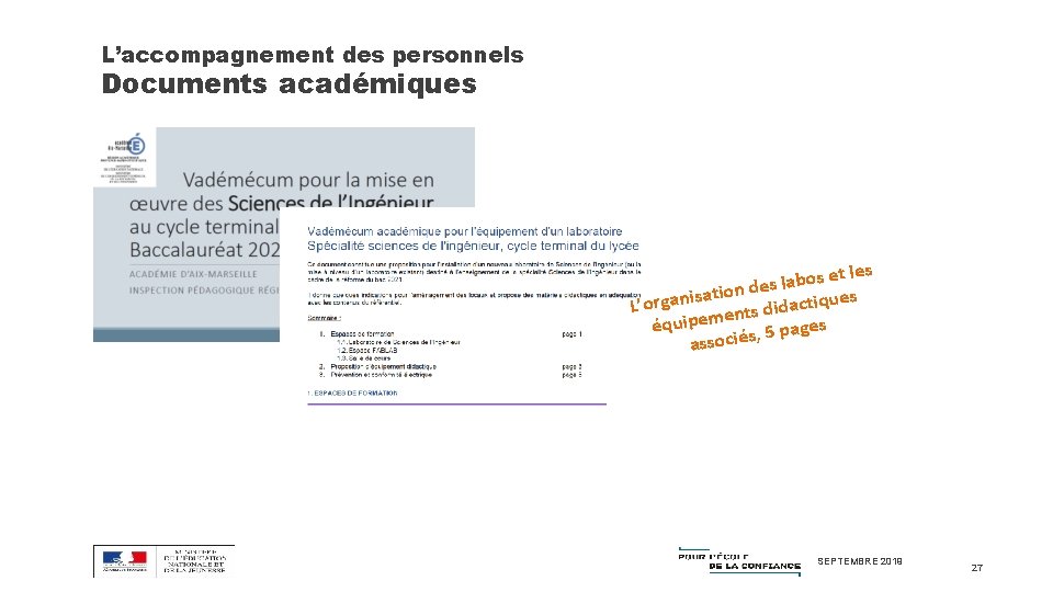 L’accompagnement des personnels Documents académiques les t e s o b a l n