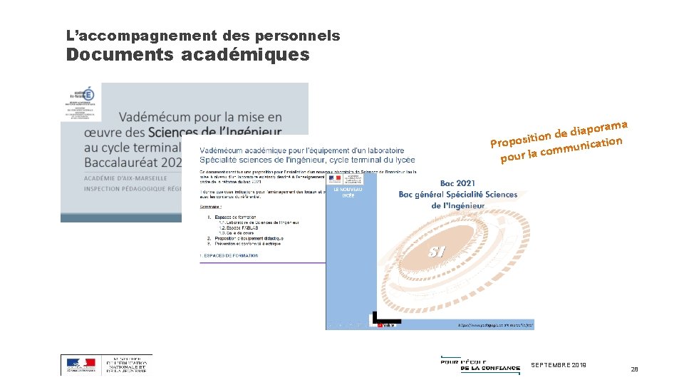 L’accompagnement des personnels Documents académiques ama r o p a i d ion de