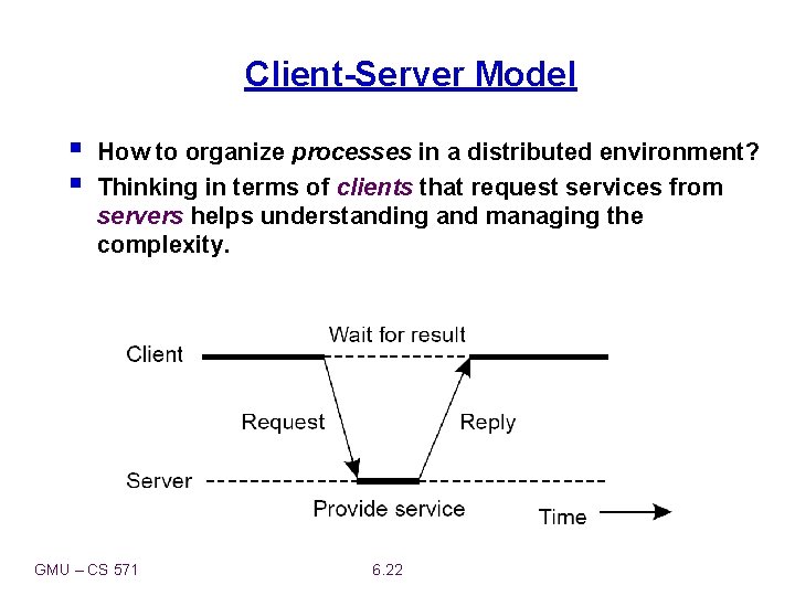 Client-Server Model § § How to organize processes in a distributed environment? Thinking in