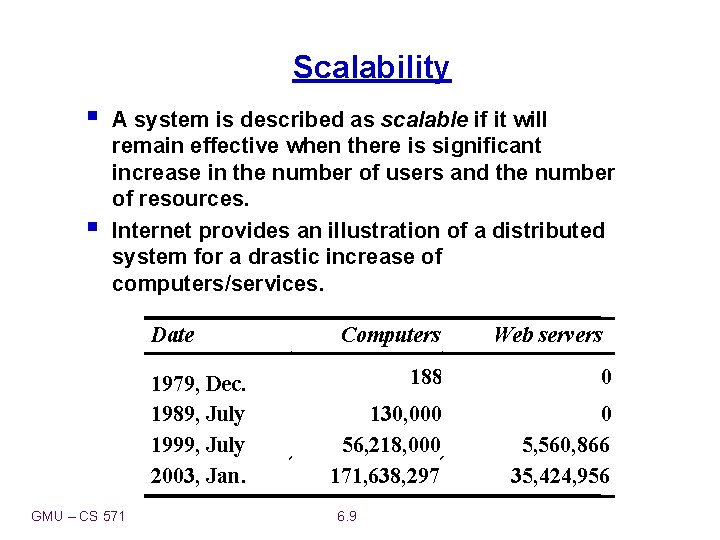 Scalability § § A system is described as scalable if it will remain effective