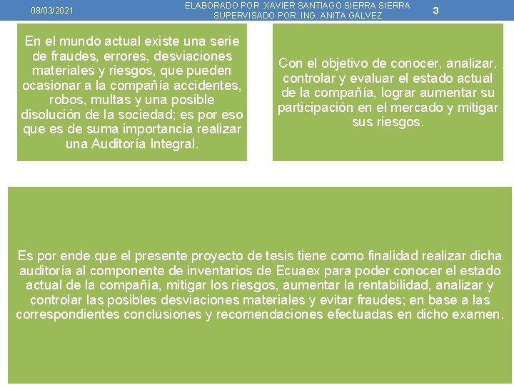 08/03/2021 ELABORADO POR : XAVIER SANTIAGO SIERRA SUPERVISADO POR: ING. ANITA GÁLVEZ En el