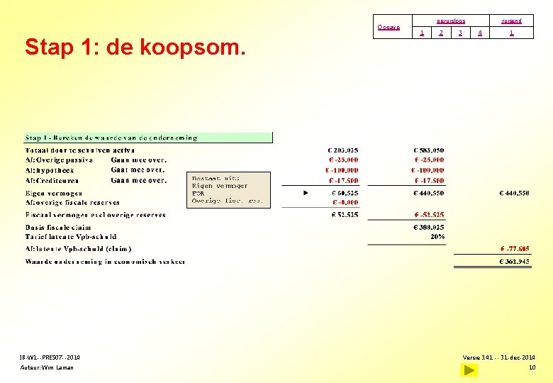 Opgave Stap 1: de koopsom. IB-W 1 --PRES 07 --2014 Auteur: Wim Laman geruisloos