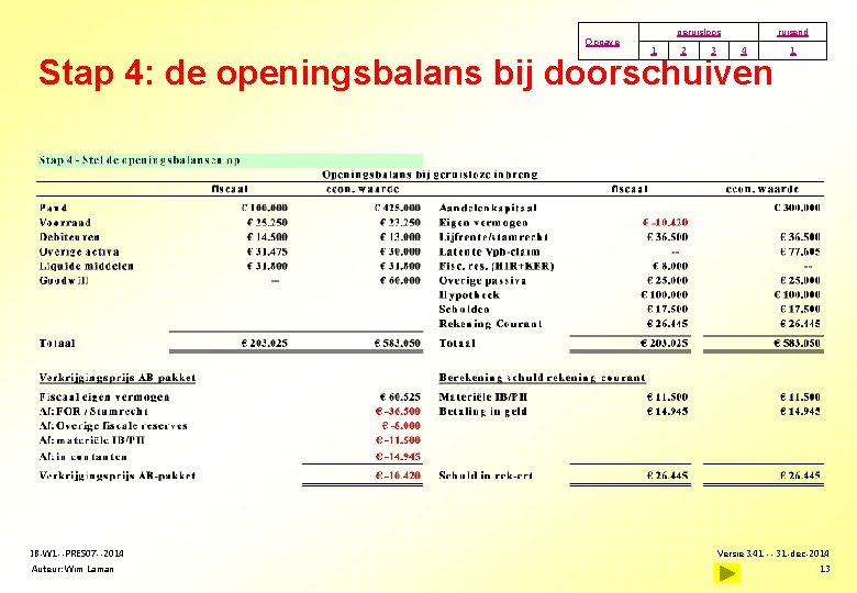 Opgave geruisloos 1 2 3 ruisend 4 Stap 4: de openingsbalans bij doorschuiven IB-W