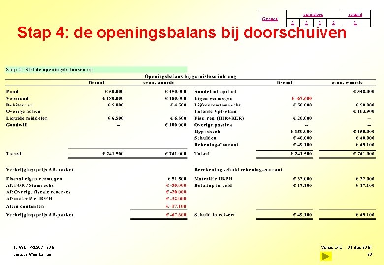 Opgave geruisloos 1 2 3 ruisend 4 Stap 4: de openingsbalans bij doorschuiven IB-W