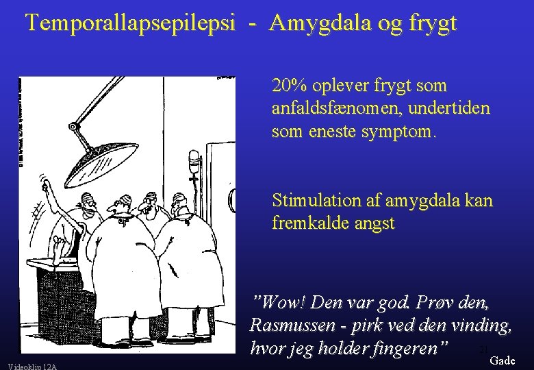 Temporallapsepilepsi - Amygdala og frygt 20% oplever frygt som anfaldsfænomen, undertiden som eneste symptom.