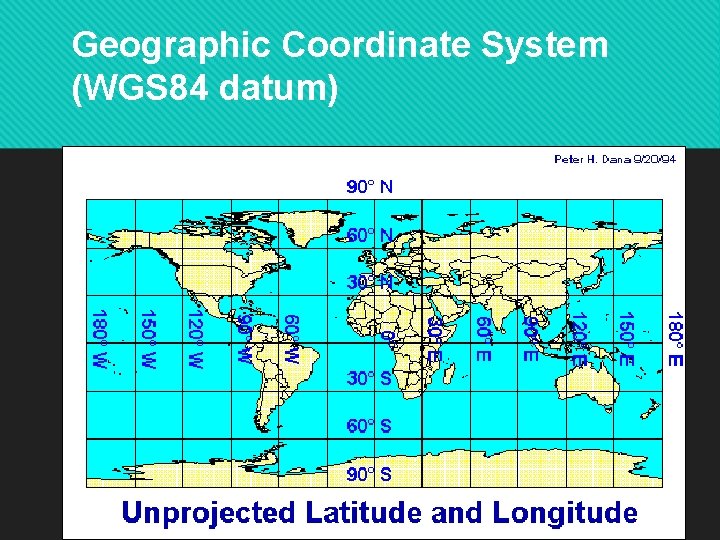 Geographic Coordinate System (WGS 84 datum) 