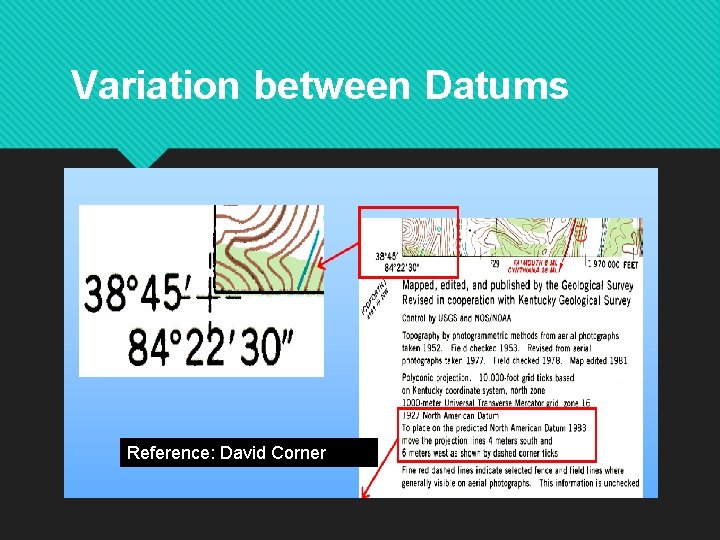 Variation between Datums Reference: David Corner 