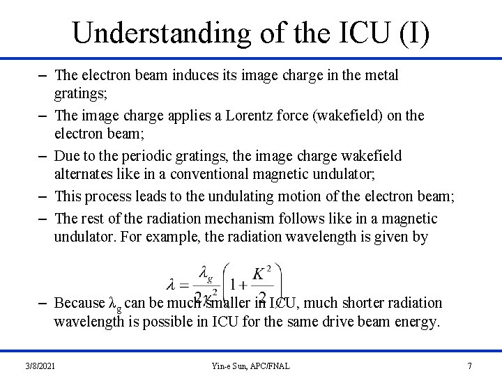 Understanding of the ICU (I) – The electron beam induces its image charge in