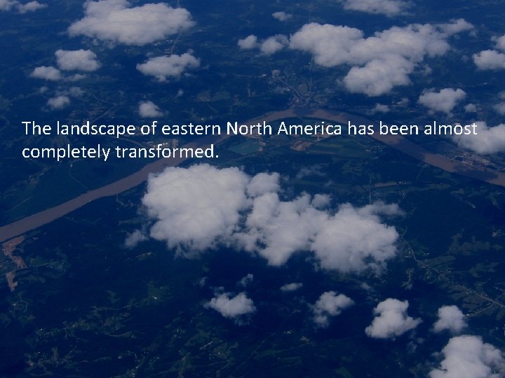 The landscape of eastern North America has been almost completely transformed. 