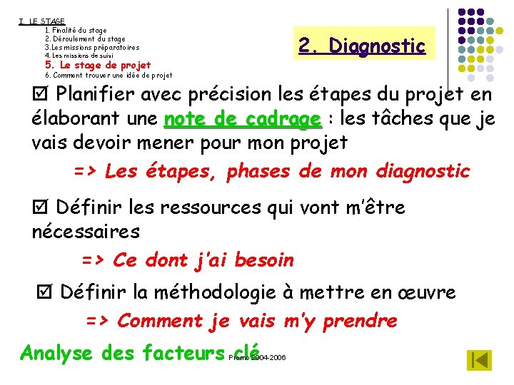 I. LE STAGE 1. Finalité du stage 2. Déroulement du stage 3. Les missions