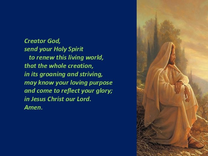 Creator God, send your Holy Spirit to renew this living world, that the whole