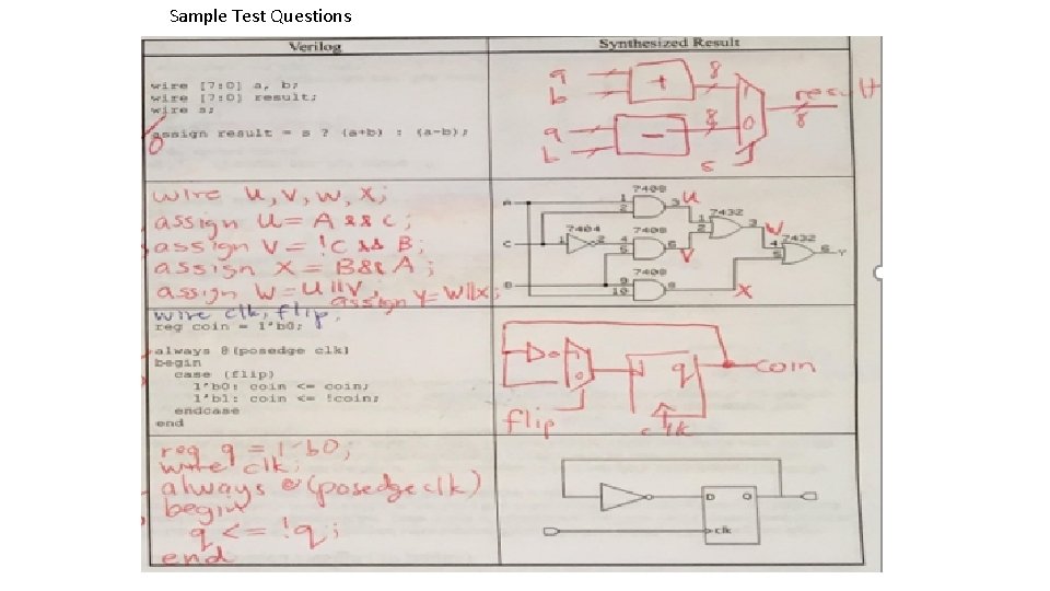 Sample Test Questions Sample Test Questions