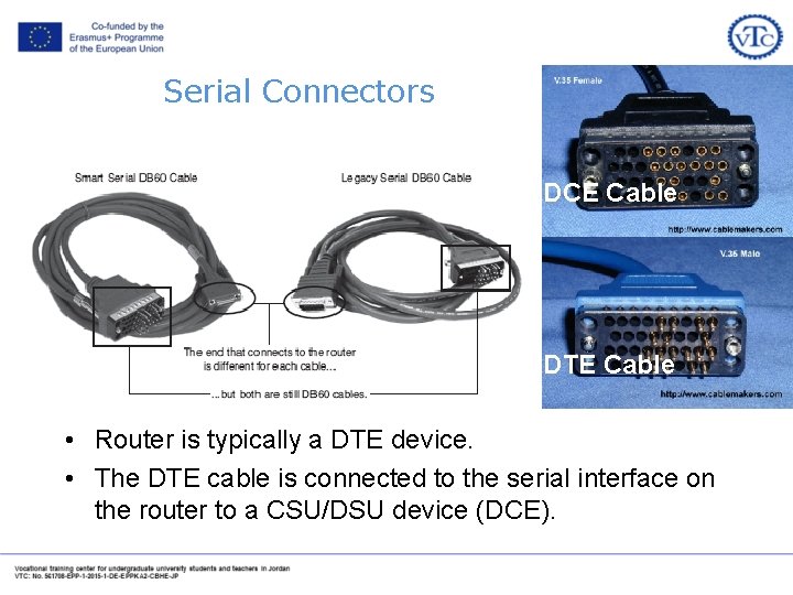 Serial Connectors DCE Cable DTE Cable • Router is typically a DTE device. •
