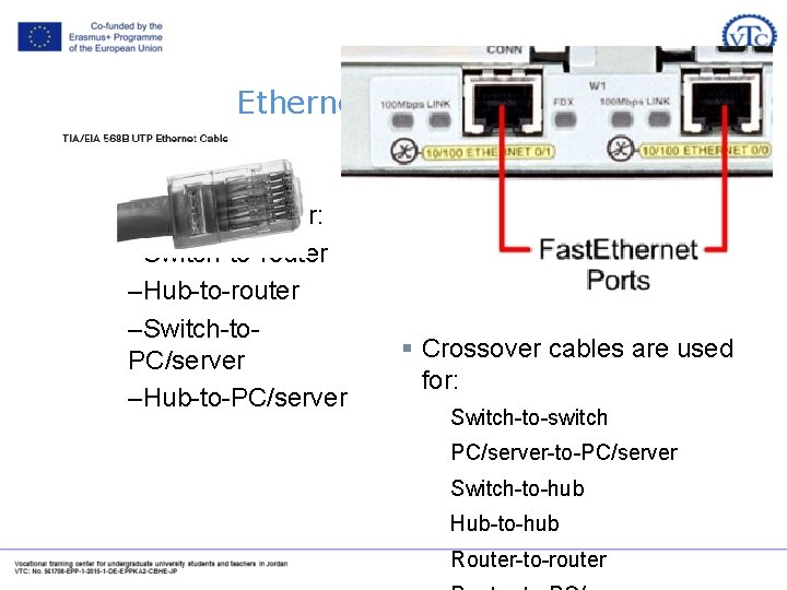 Ethernet Connectors • Straight-through cables are used for: –Switch-to-router –Hub-to-router –Switch-to. PC/server –Hub-to-PC/server §