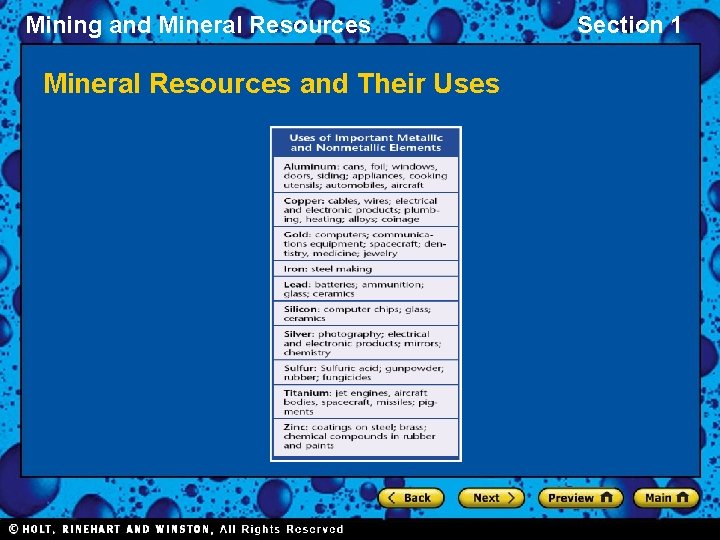 Mining and Mineral Resources and Their Uses Section 1 