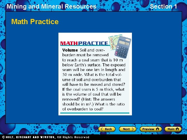 Mining and Mineral Resources Math Practice Section 1 