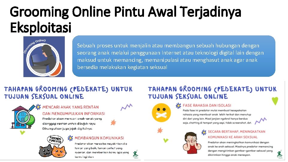 Grooming Online Pintu Awal Terjadinya Eksploitasi Sebuah proses untuk menjalin atau membangun sebuah hubungan