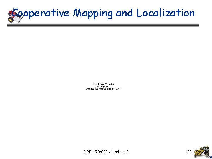 Cooperative Mapping and Localization CPE 470/670 - Lecture 8 22 