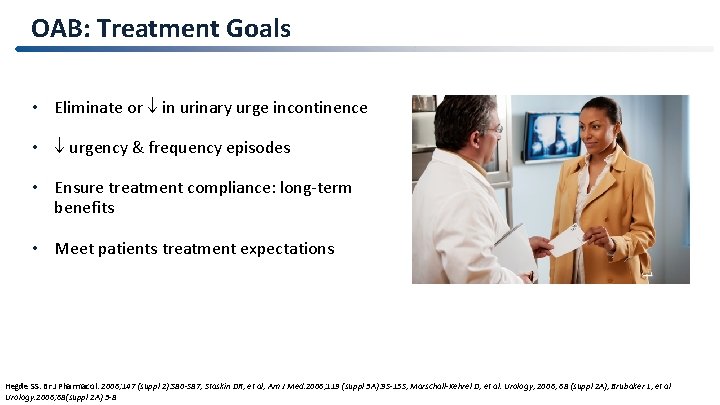 OAB: Treatment Goals • Eliminate or in urinary urge incontinence • urgency & frequency