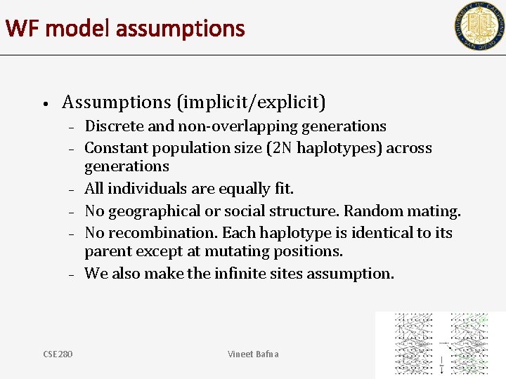 WF model assumptions • Assumptions (implicit/explicit) – – – CSE 280 Discrete and non-overlapping