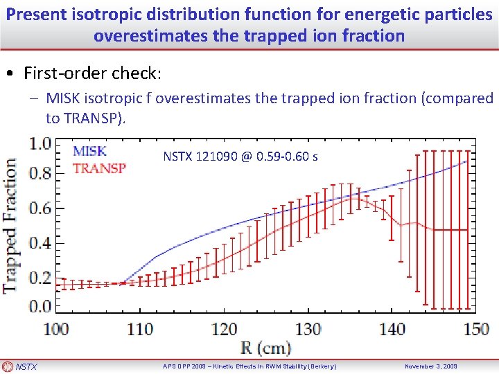 Present isotropic distribution function for energetic particles overestimates the trapped ion fraction • First-order