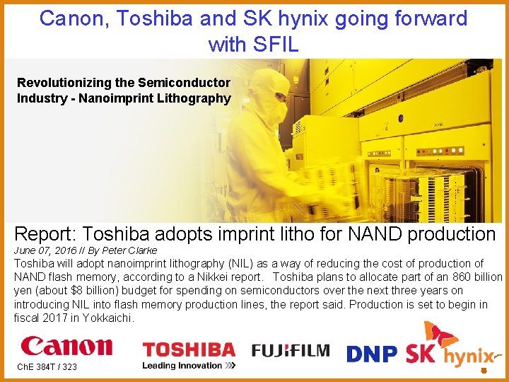 Canon, Toshiba and SK hynix going forward with SFIL Revolutionizing the Semiconductor Industry -