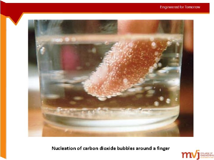 Nucleation of carbon dioxide bubbles around a finger  Nucleation of carbon dioxide bubbles around a finger