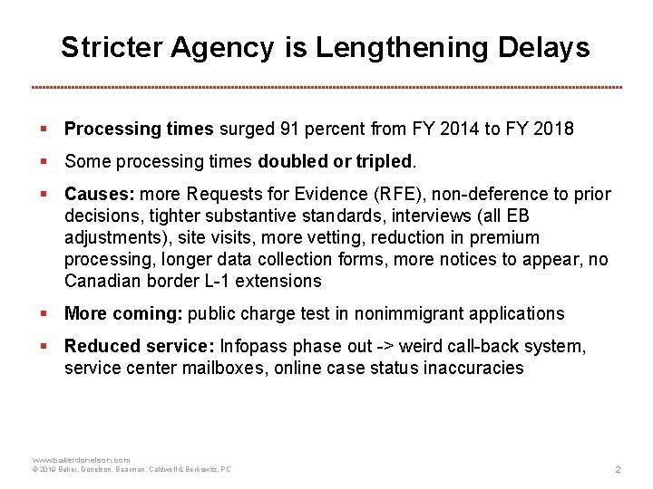 Stricter Agency is Lengthening Delays § Processing times surged 91 percent from FY 2014