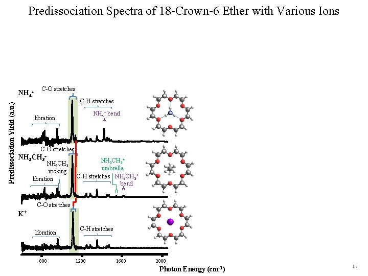 Predissociation Spectra of 18 -Crown-6 Ether with Various Ions Predissociation Yield (a. u. )